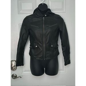 NWOT Free People We The Free Women's Black Vegan Leather Biker Moto Jacket Small
